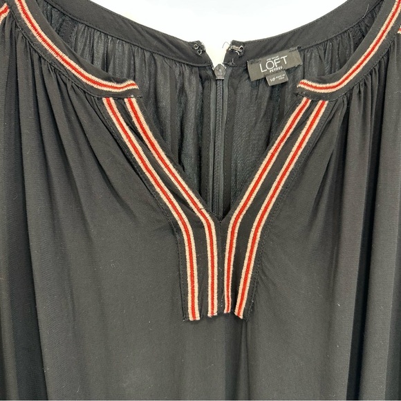 LOFT Embroidered Romper Petite Medium Long Sleeve Jumpsuit Boho Black Red - Picture 5 of 10